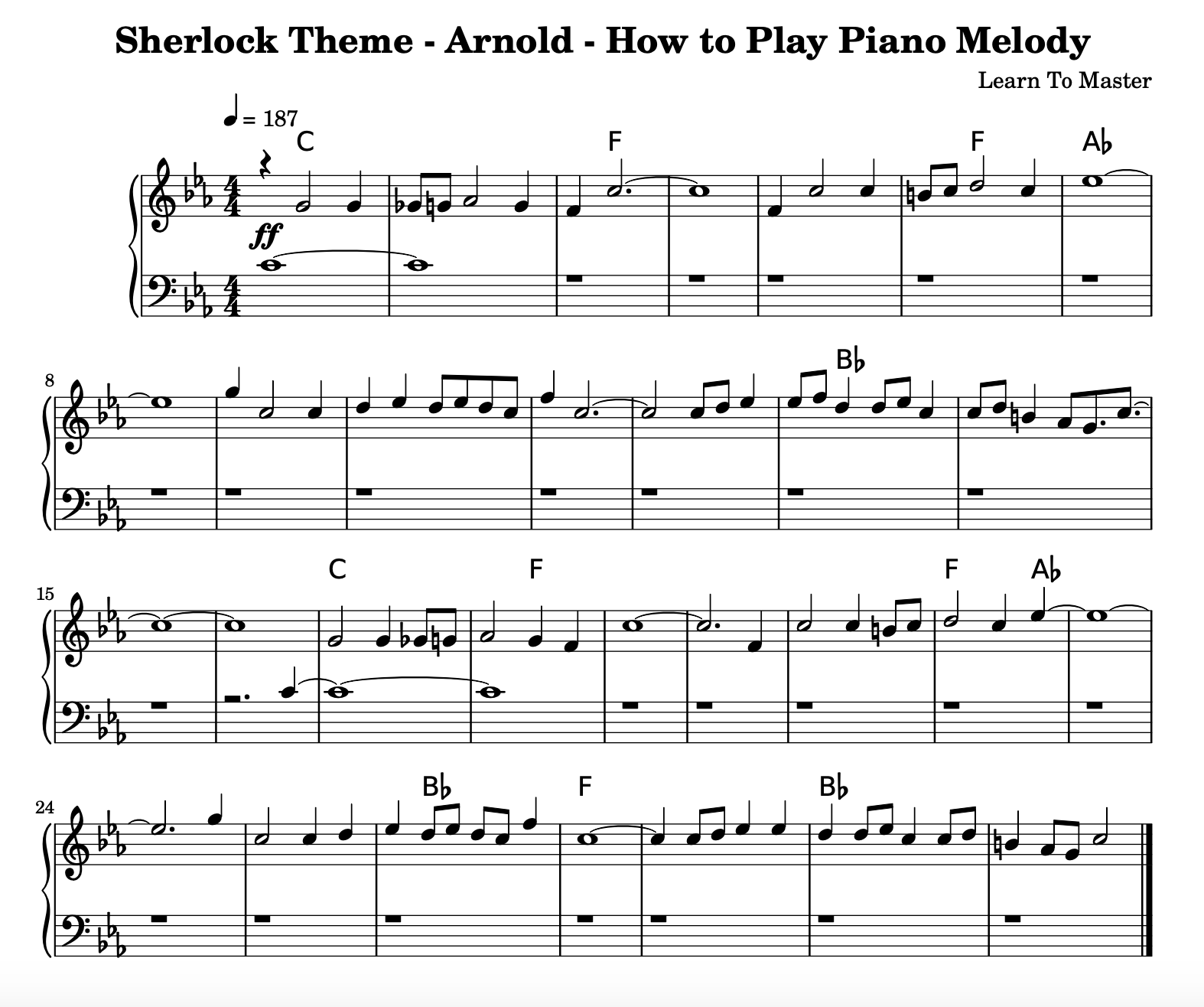 Sherlock Theme - Arnold - How to Play Piano